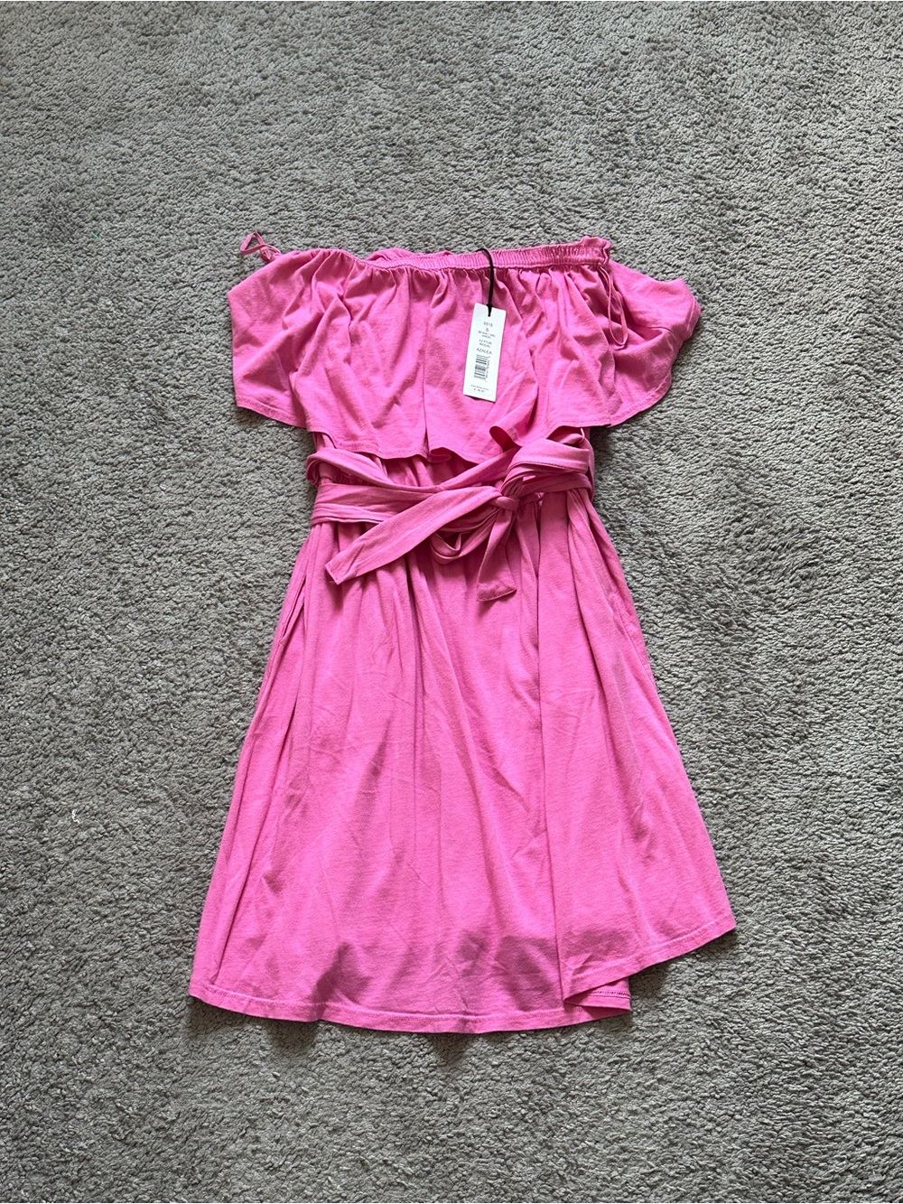 Michael Stars Beverly Mini Dress Strapless Pink Summer Dress with Waist Tie
